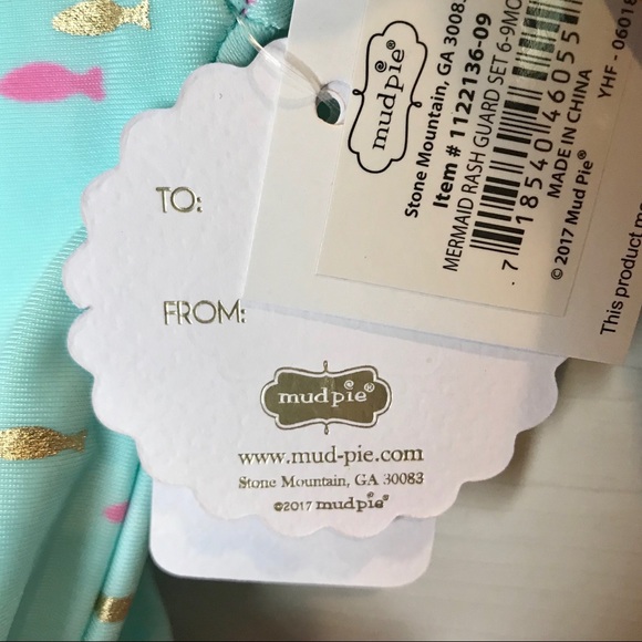 Mud Pie Mermaid Collectio 2 Pc Rash Guard Swimsuit - Picture 5 of 8